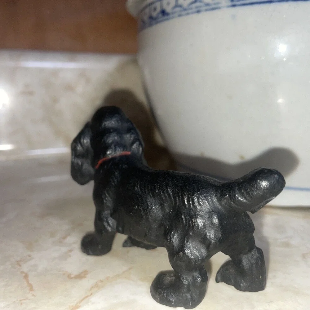 Vintage Hubley Black Solid Cast Iron Cocker Spaniel Dog 4